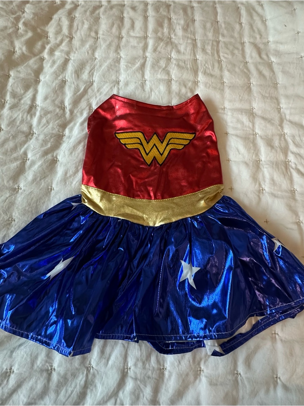 Pet/Dog Metallic Red and Blue Superhero Wonder Woman Costume